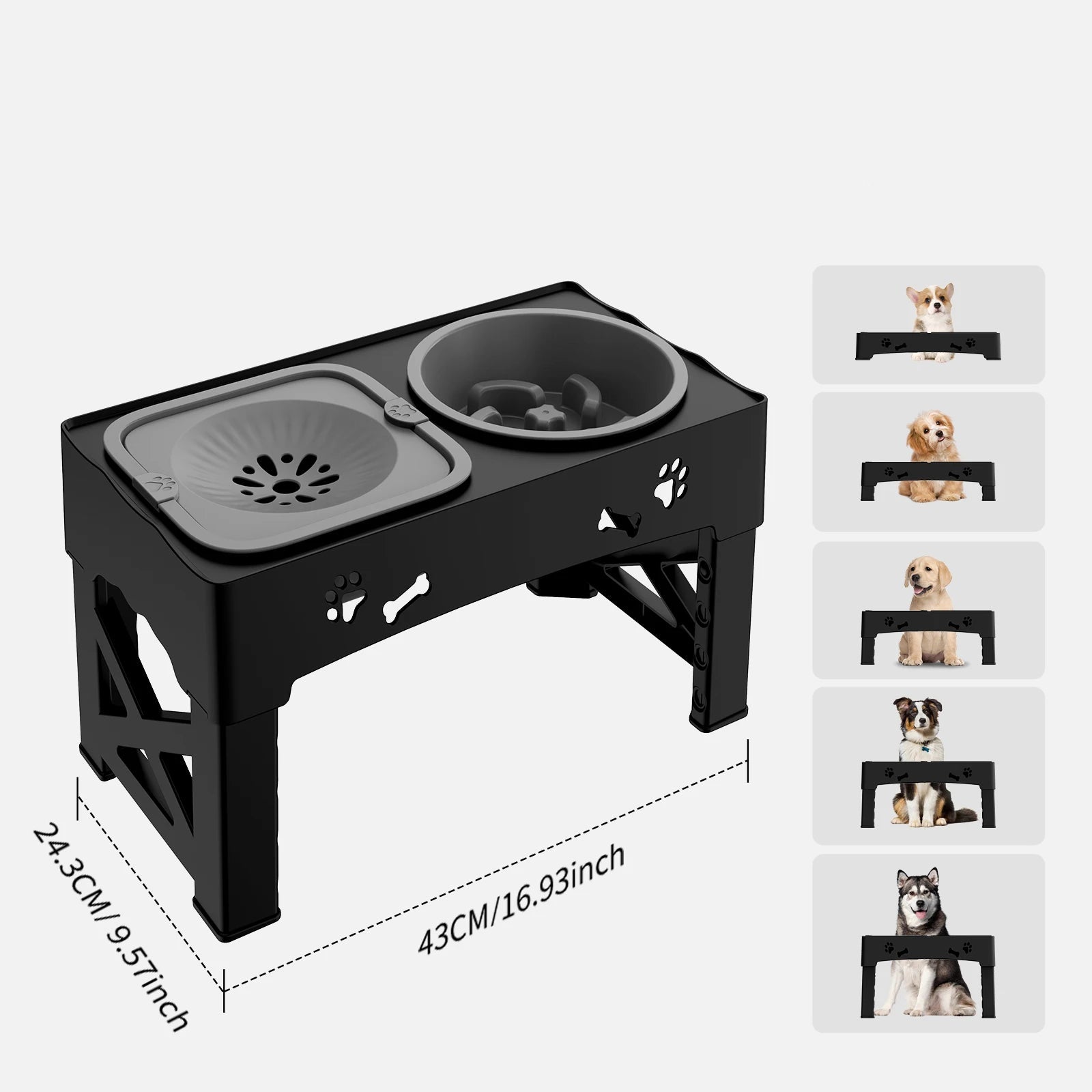 GoodPawls 3-in-1 Adjustable Double Slow Pet Feeder