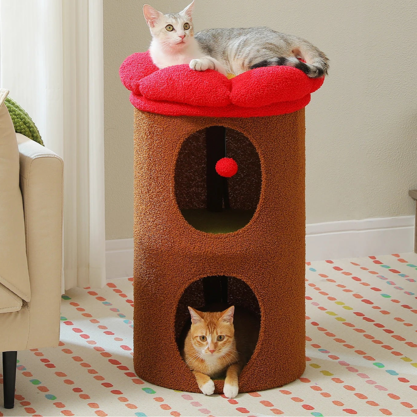 GoodPawls Double-Deck Cat House with Cozy Condos