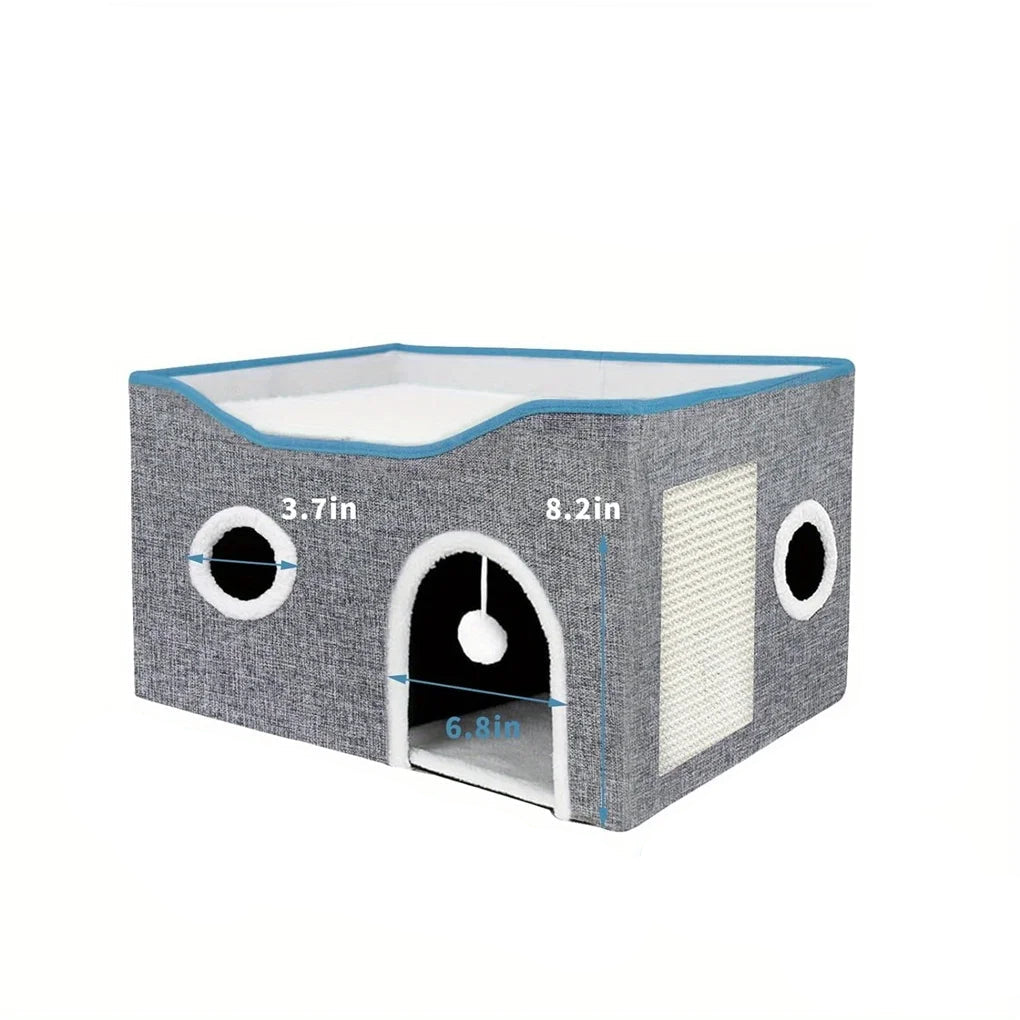 GoodPawls Foldable Cat House with Fluffy Ball