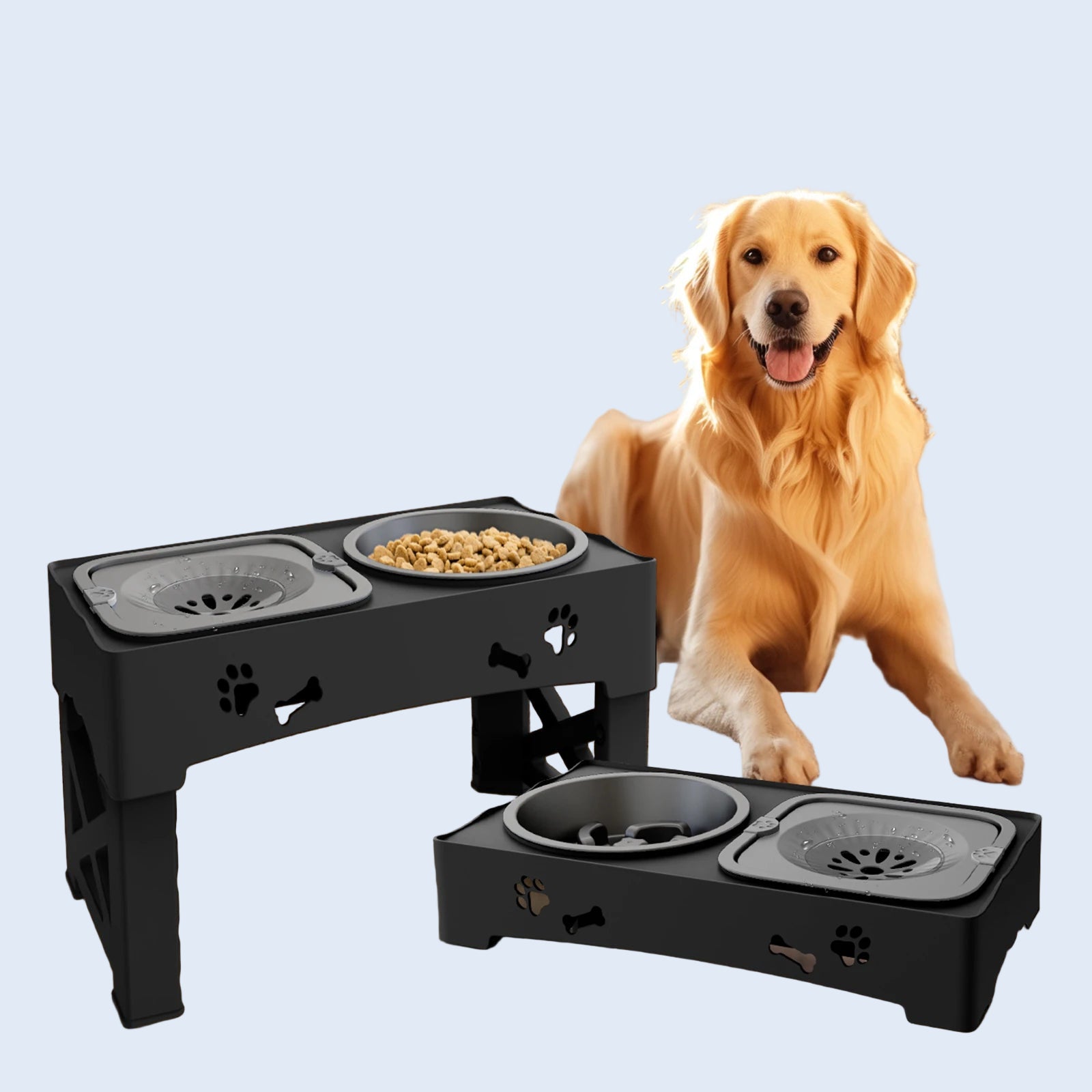 GoodPawls 3-in-1 Adjustable Double Slow Pet Feeder