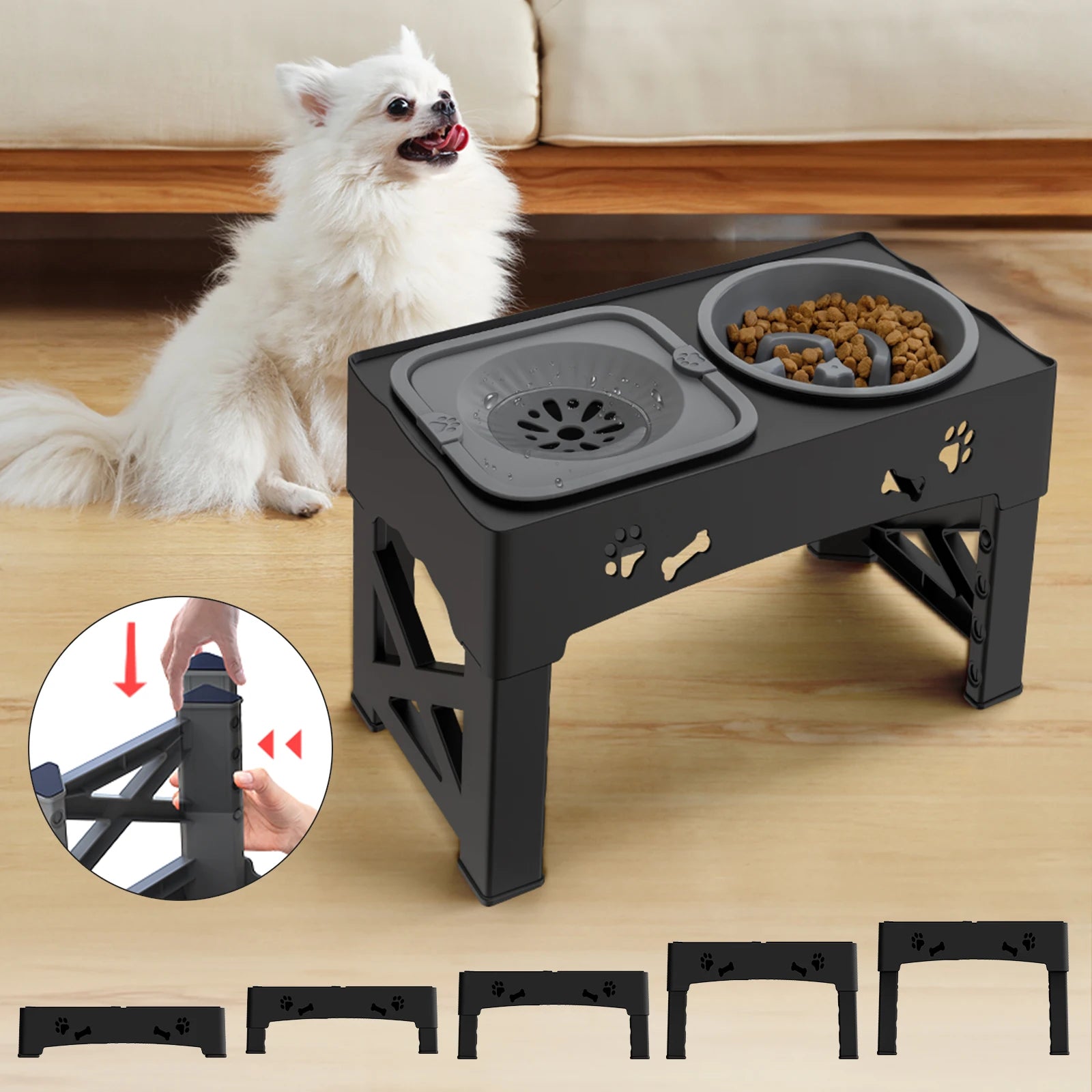 GoodPawls 3-in-1 Adjustable Double Slow Pet Feeder